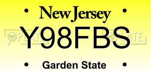 Y98FBS New Jersey License Plate