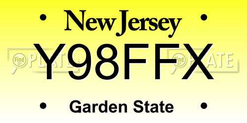 Y98FFX New Jersey License Plate