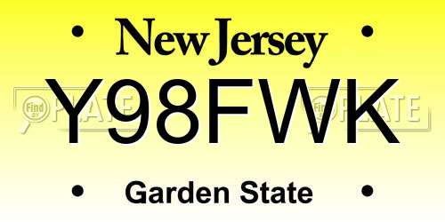 Y98FWK New Jersey License Plate
