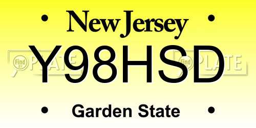 Y98HSD New Jersey License Plate