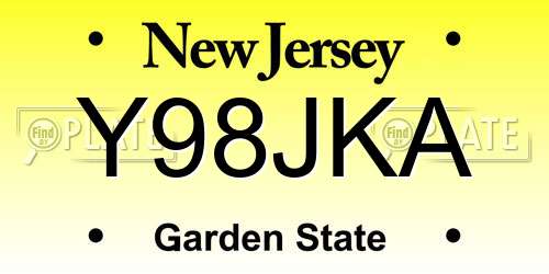 Y98JKA New Jersey License Plate