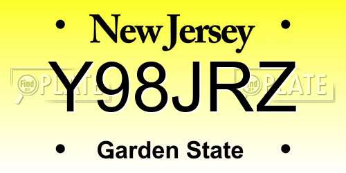 Y98JRZ New Jersey License Plate
