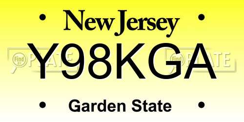 Y98KGA New Jersey License Plate