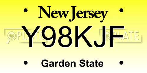 Y98KJF New Jersey License Plate