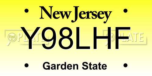 Y98LHF New Jersey License Plate