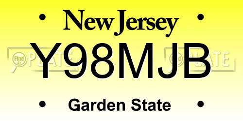 Y98MJB New Jersey License Plate