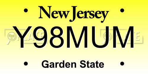 Y98MUM New Jersey License Plate