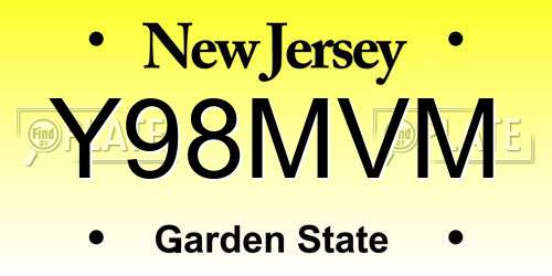 Y98MVM New Jersey License Plate