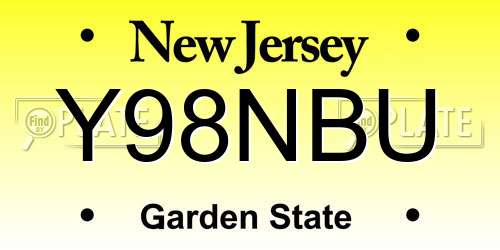 Y98NBU New Jersey License Plate