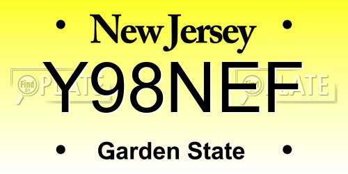 Y98NEF New Jersey License Plate