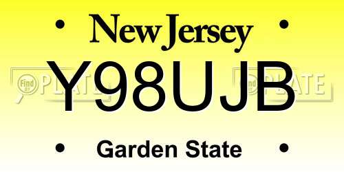 Y98UJB New Jersey License Plate