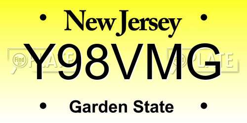 Y98VMG New Jersey License Plate