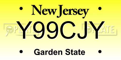 Y99CJY New Jersey License Plate