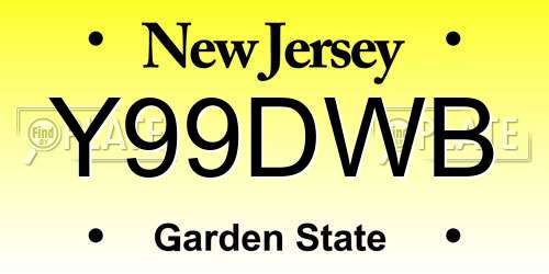 Y99DWB New Jersey License Plate