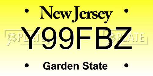 Y99FBZ New Jersey License Plate