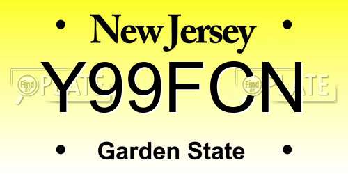 Y99FCN New Jersey License Plate