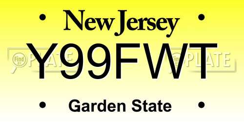 Y99FWT New Jersey License Plate