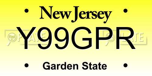 Y99GPR New Jersey License Plate