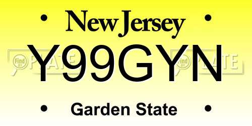 Y99GYN New Jersey License Plate