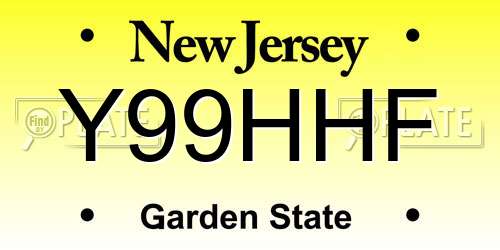Y99HHF New Jersey License Plate
