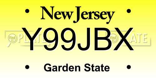 Y99JBX New Jersey License Plate