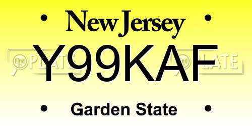Y99KAF New Jersey License Plate