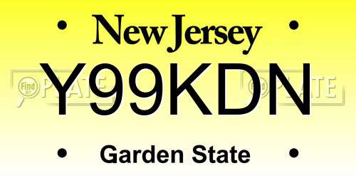 Y99KDN New Jersey License Plate
