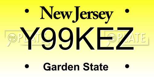 Y99KEZ New Jersey License Plate