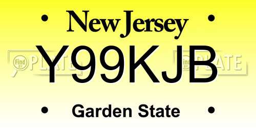 Y99KJB New Jersey License Plate