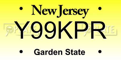 Y99KPR New Jersey License Plate