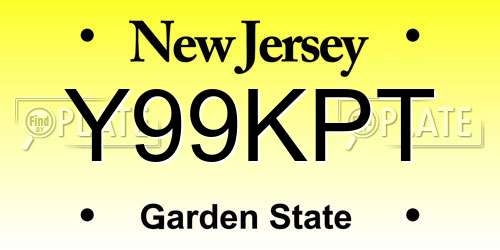 Y99KPT New Jersey License Plate