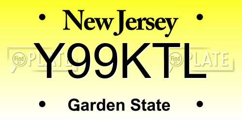 Y99KTL New Jersey License Plate