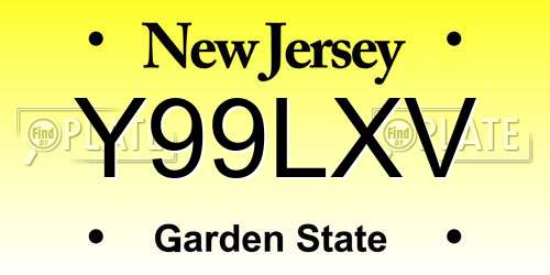 Y99LXV New Jersey License Plate