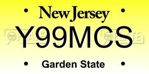 Y99MCS New Jersey License Plate