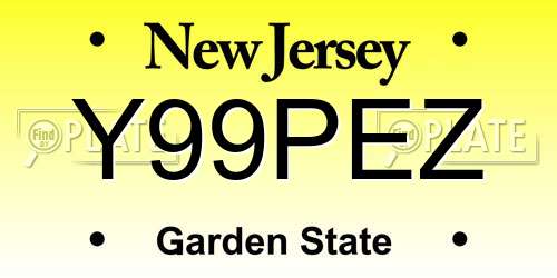 Y99PEZ New Jersey License Plate