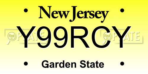 Y99RCY New Jersey License Plate