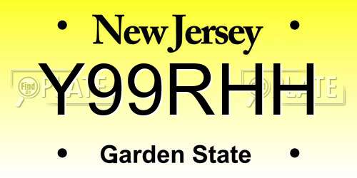 Y99RHH New Jersey License Plate