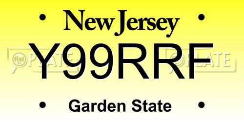 Y99RRF New Jersey License Plate