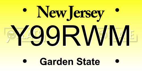 Y99RWM New Jersey License Plate