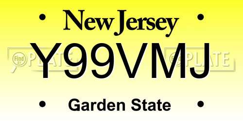 Y99VMJ New Jersey License Plate