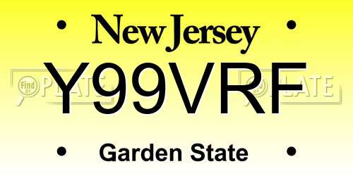 Y99VRF New Jersey License Plate