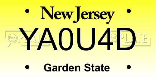 YA0U4D New Jersey License Plate