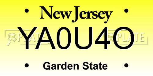 YA0U4O New Jersey License Plate