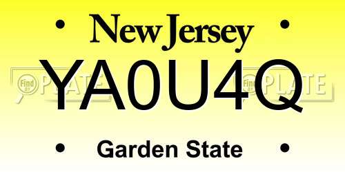 YA0U4Q New Jersey License Plate