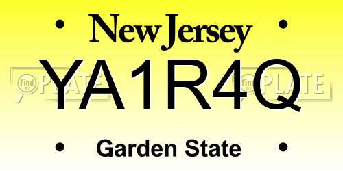 YA1R4Q New Jersey License Plate