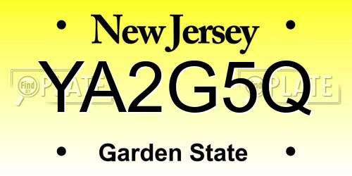YA2G5Q New Jersey License Plate