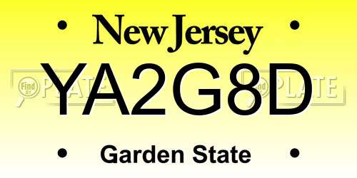 YA2G8D New Jersey License Plate