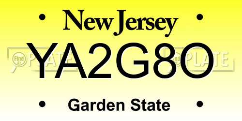 YA2G8O New Jersey License Plate