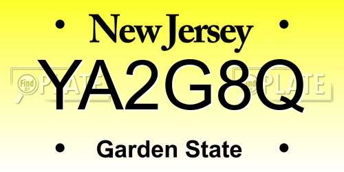 YA2G8Q New Jersey License Plate