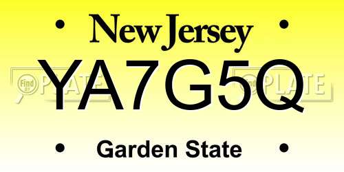 YA7G5Q New Jersey License Plate